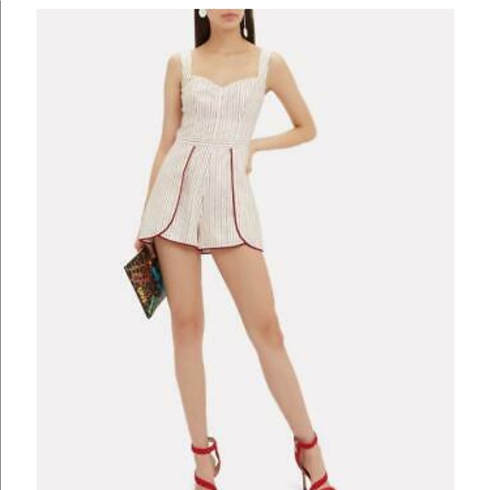 Alexis White/Red Striped Tencel/Linen Jemma Romper Size S